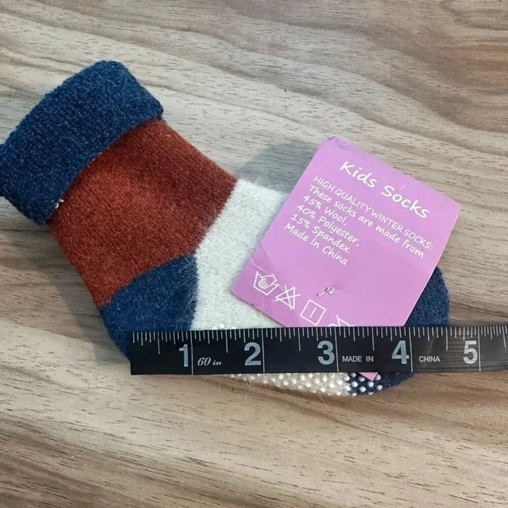Kids Wool Blend Winter Socks Non Slip Gripper Toddler Little Kid Warm New